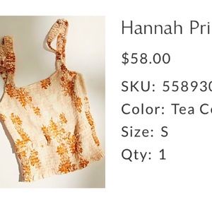 Free People Hannah Printed Cami / small